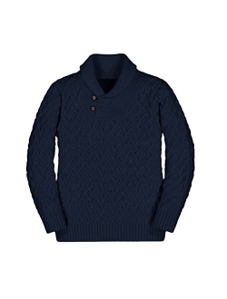 Teurkia Boys Shawl Collar Pullover Sweater Long Sleeve Button Cable Knit Top