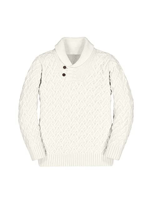 Teurkia Boys Shawl Collar Pullover Sweater Long Sleeve Button Cable Knit Top