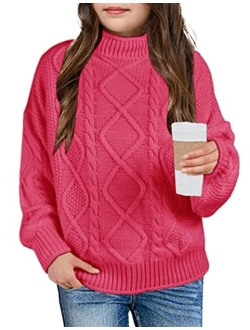 Xuba Girls Sweater Pullover Cable Knit Long Sleeve Turtleneck Chunky Warm Top