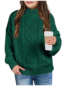 Xuba Girls Sweater Pullover Cable Knit Long Sleeve Turtleneck Chunky Warm Top