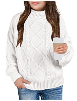 Xuba Girls Sweater Pullover Cable Knit Long Sleeve Turtleneck Chunky Warm Top