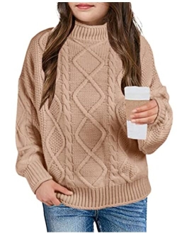 Xuba Girls Sweater Pullover Cable Knit Long Sleeve Turtleneck Chunky Warm Top