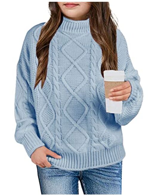 Xuba Girls Sweater Pullover Cable Knit Long Sleeve Turtleneck Chunky Warm Top