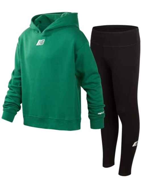 New Balance Girls' Legging Set - Hoodie Sweatshirt and Leggings Kids Clothing Set