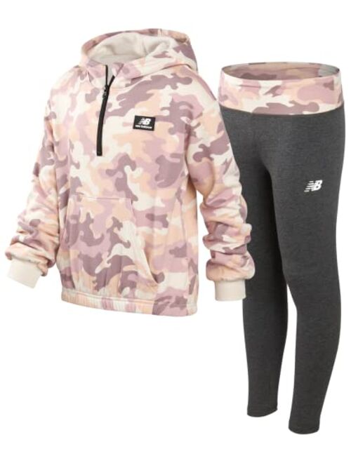 New Balance Girls' Legging Set - Hoodie Sweatshirt and Leggings Kids Clothing Set