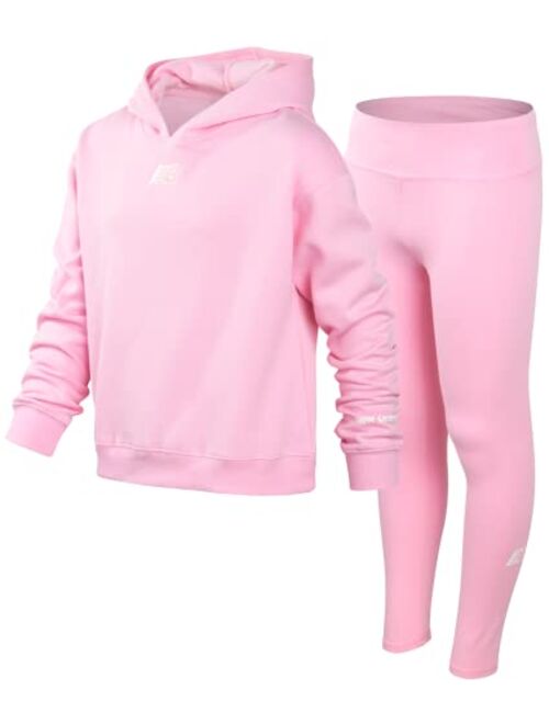 New Balance Girls' Legging Set - Hoodie Sweatshirt and Leggings Kids Clothing Set