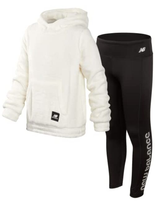 New Balance Girls' Leggings Set - 2 Piece Plush Fleece Hoodie Sweatshirt and Leggings (Size: 7-16)