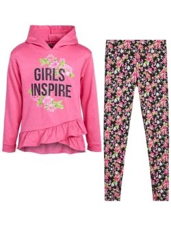 Real Love Girls Leggings Set 2 Piece Active Performance Fleece Hoodie Sweatshirt and Leggings (4-16)