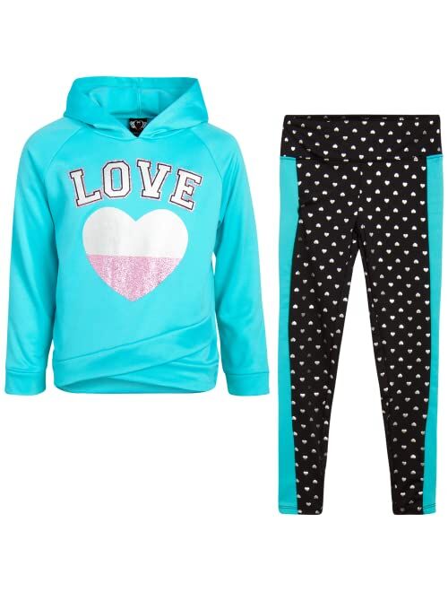 Real Love Girls Leggings Set 2 Piece Active Performance Fleece Hoodie Sweatshirt and Leggings (4-16)