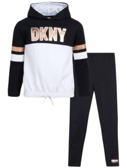 Girls' Leggings Set - 2 Piece Fleece Pullover Sweatshirt and Stretch Leggings