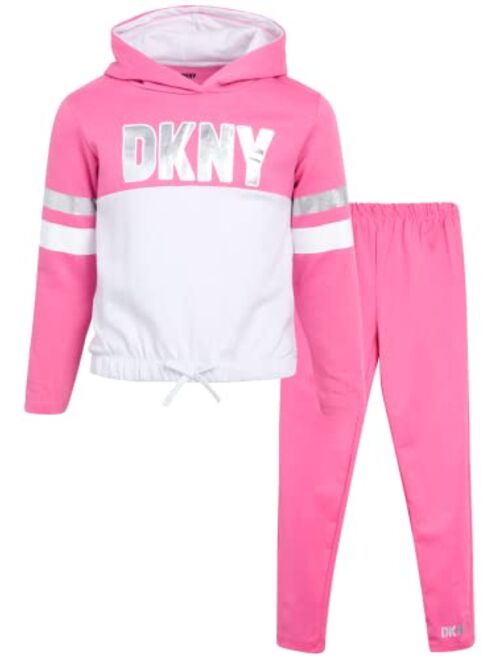 DKNY Girls' Leggings Set - 2 Piece Fleece Pullover Sweatshirt and Stretch Leggings