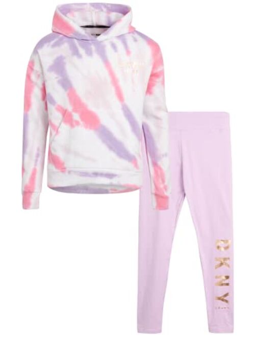 DKNY Girls' Leggings Set - 2 Piece Fleece Pullover Sweatshirt and Stretch Leggings