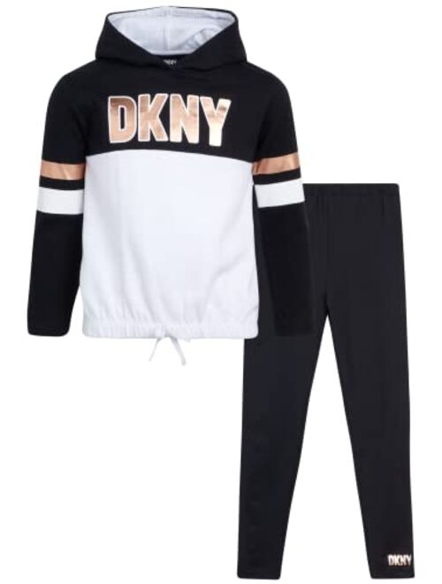 DKNY Girls' Leggings Set - 2 Piece Fleece Pullover Sweatshirt and Stretch Leggings