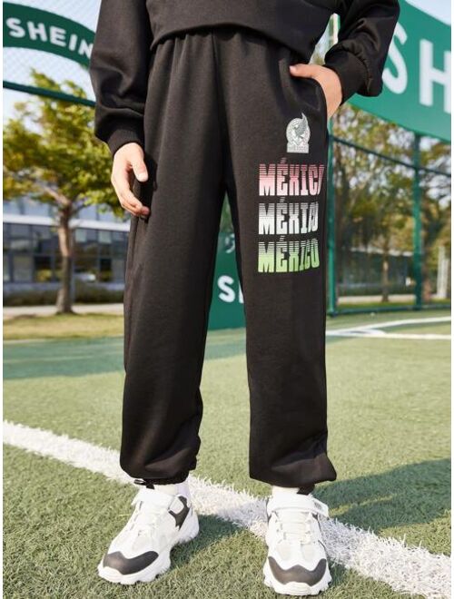 SHEIN X VamosMexico Boys Letter Graphic Sweatpants