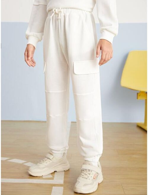 SHEIN Boys Drawstring Waist Flap Detail Sweatpants