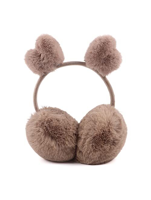 PESAAT Winter EarMuffs for Kids Outdoor Boys Knitted Ear Cover Plush Toddler Girls Ear Warmer 3-8 Years