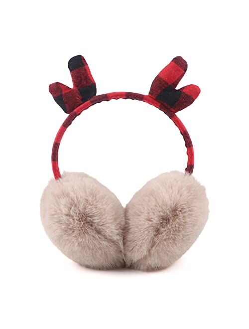 PESAAT Winter EarMuffs for Kids Outdoor Boys Knitted Ear Cover Plush Toddler Girls Ear Warmer 3-8 Years