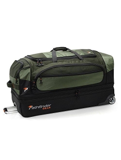 Pathfinder Gear 36 Inch Rolling Drop Bottom Duffel, Olive, One Size