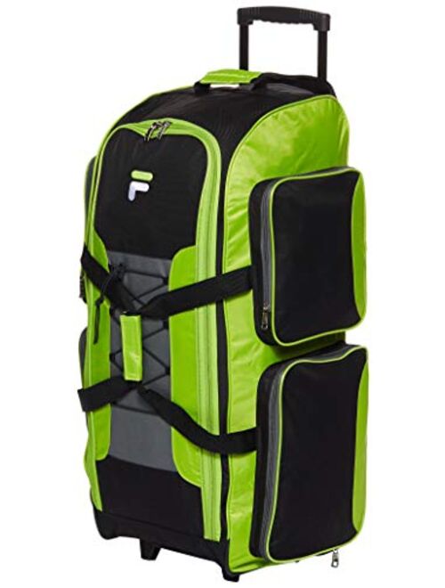 Fila 32" Lightweight Rolling Duffel, NEON Lime, One Size