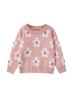 Girl's Star Pattern Round Neck Long Sleeve Sweater Casual Tops