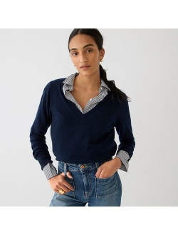 Cashmere cropped V-neck sweater