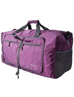 Woogwin Travel Duffel Bag Large Foldable Waterproof Overnight Bag for Beach Swim Bags Pool Sports Gym (60L Purple)