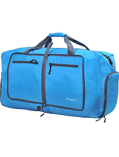 Woogwin Travel Duffel Bag Large Foldable Waterproof Overnight Bag for Beach Swim Bags Pool Sports Gym (60L Purple)