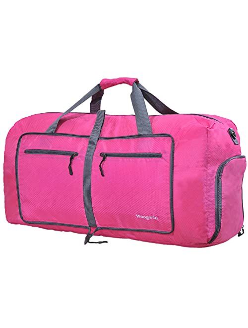 Woogwin Travel Duffel Bag Large Foldable Waterproof Overnight Bag for Beach Swim Bags Pool Sports Gym (60L Purple)