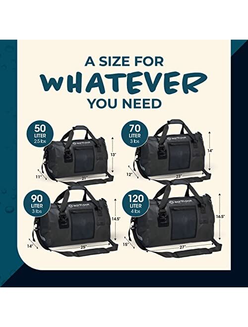 Earth Pak Waterproof Duffel Bag- Perfect for Any Kind of Travel, Lightweight, 50L & 70L Sizes, Large Storage Space, Durable Straps and Handles, Heavy Duty Material to Kee