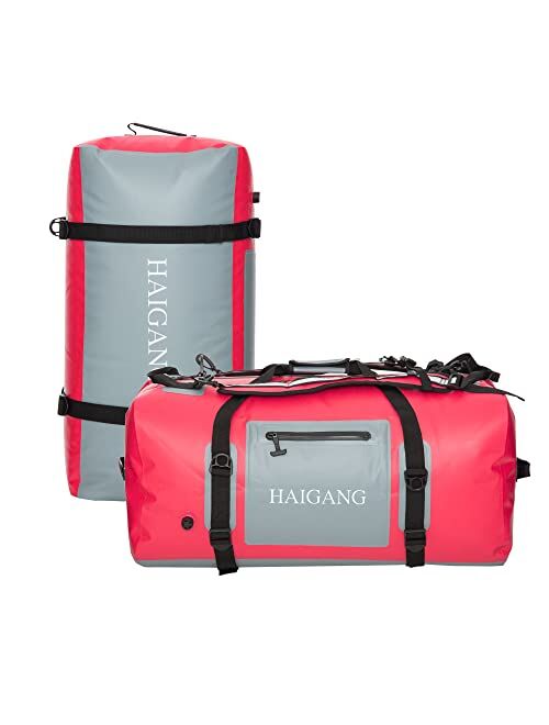 Haigang 70L/110L Waterproof Duffel Bag, Large Capacity, Adjustable Thickened Straps and Handles, Zip Closure, Air Valve Keeps Equipment Safe, Perfect For Boating Rafting 