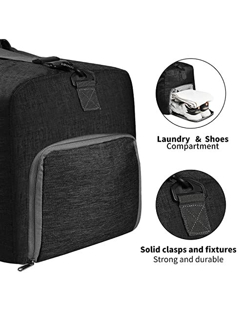 Felipe Varela 65L Duffle Bag with Shoes Compartment and Adjustable Strap,Foldable Travel Duffel Bags for Men Women,Waterproof Duffel Bags