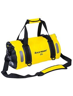 WILD HEART Waterproof Bag Duffel Bag 20L 30L 40L with Welded Seams Shoulder Straps, Mesh Pocket for Kayaking, Camping, Boating,Bicycle,Motorcycle