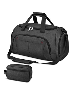 Nubily Gym Duffle Bag Waterproof Large Sports Bags Travel Duffel Bags with Shoes Compartment Weekender Overnight Bag Men Women 40L Black