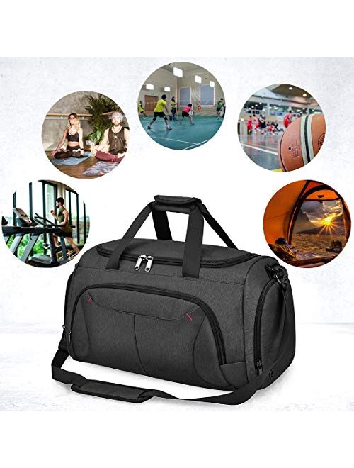 Nubily Gym Duffle Bag Waterproof Large Sports Bags Travel Duffel Bags with Shoes Compartment Weekender Overnight Bag Men Women 40L Black