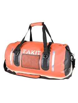 Takit Waterproof Duffle Bag Travel Dry Bag 80L Roll Top 500D PVC for Motorcycle Tail Kayaking Rafting Boating Swimming Camping Hiking Beach Fishing(80L, White)