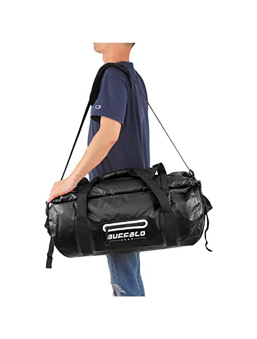 Buffalo Gear Drybag 40L 60L 80L Waterproof Duffle Travel Duffel Dry Bag Heavy Duty Bag for Kayaking, Rafting, Boating, Fishing,Camping (Orange, 80L)