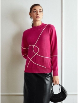 Premium Wool-mix Contrast Binding Sweater