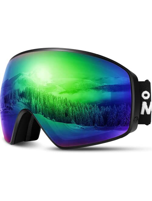 OutdoorMaster Ski Goggles Horizon - Snowboard Goggles with Ultra View, Frameless, Interchangeable Magnetic Lens