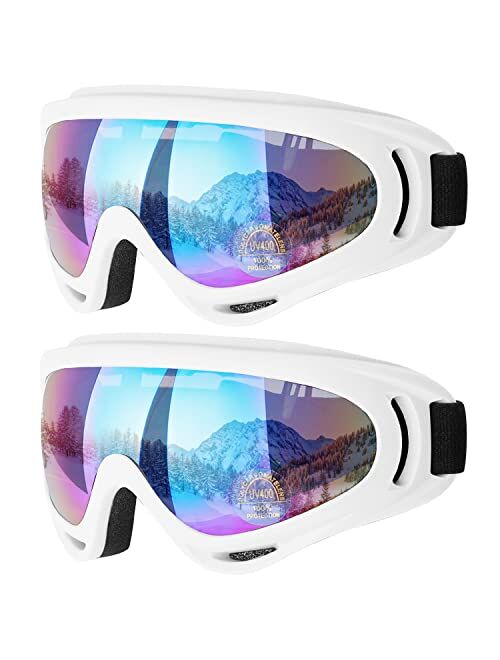 COOLOO Ski Goggles, Snow Snowboard Goggles for Men Women Kids - UV Protection Foam Anti-Scratch Dustproof