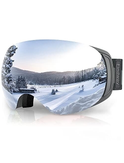 findway Ski Goggles OTG for Women Men Adult Youth-Over Glasses Snow Goggles-Interchangeable Lens,Anti Fog Snowboard Goggles