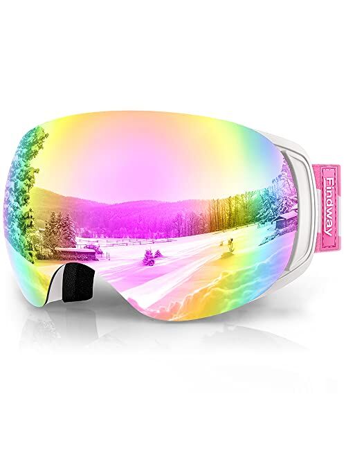 findway Ski Goggles OTG for Women Men Adult Youth-Over Glasses Snow Goggles-Interchangeable Lens,Anti Fog Snowboard Goggles