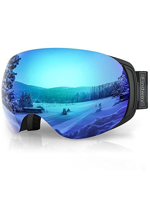 findway Ski Goggles OTG for Women Men Adult Youth-Over Glasses Snow Goggles-Interchangeable Lens,Anti Fog Snowboard Goggles