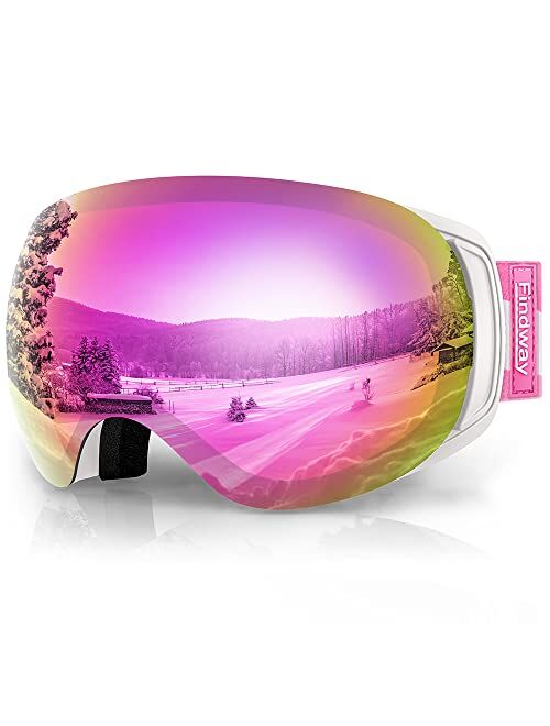 findway Ski Goggles OTG for Women Men Adult Youth-Over Glasses Snow Goggles-Interchangeable Lens,Anti Fog Snowboard Goggles