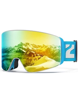 Ski Goggles, X12 100% OTG Snow Goggles Detachable Lens for Men Women Adult