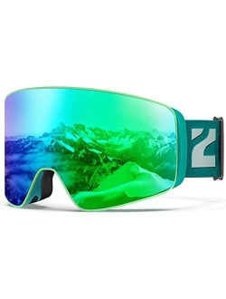 Ski Goggles, X12 100% OTG Snow Goggles Detachable Lens for Men Women Adult