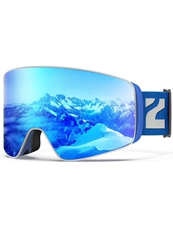 Ski Goggles, X12 100% OTG Snow Goggles Detachable Lens for Men Women Adult