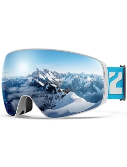 Ski Goggles, X12 100% OTG Snow Goggles Detachable Lens for Men Women Adult