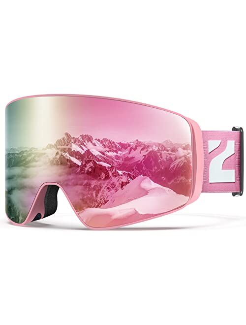 ZIONOR Ski Goggles, X12 100% OTG Snow Goggles Detachable Lens for Men Women Adult