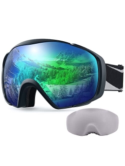 OutdoorMaster Ski Goggles with Cover Snowboard Snow Goggles OTG Anti-Fog for Men Women