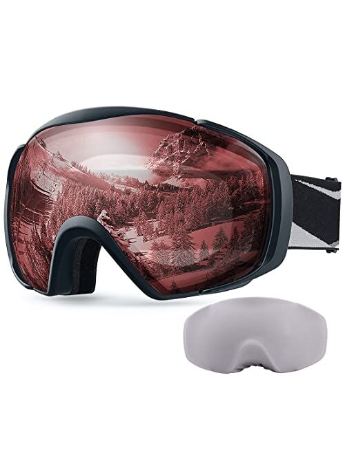 OutdoorMaster Ski Goggles with Cover Snowboard Snow Goggles OTG Anti-Fog for Men Women